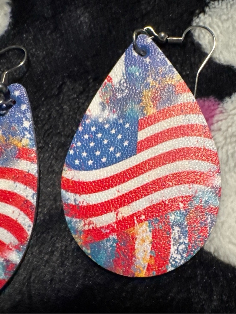 Patriotic American Flag Teardrop Earrings - Red, White & Blue
